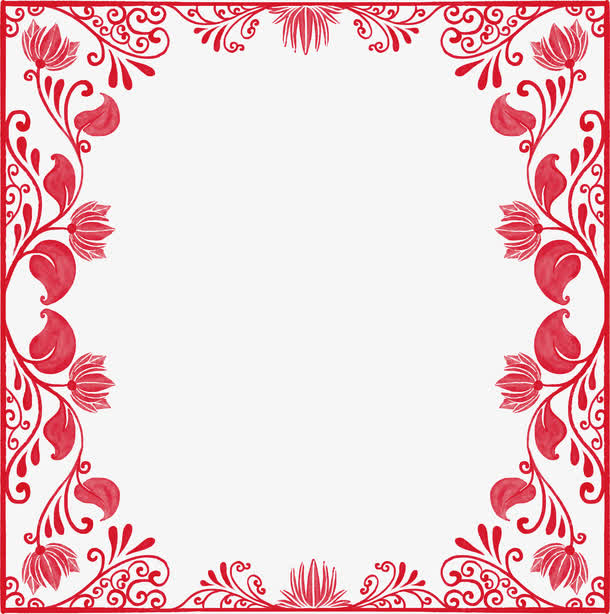 中国风红色花纹边框免抠