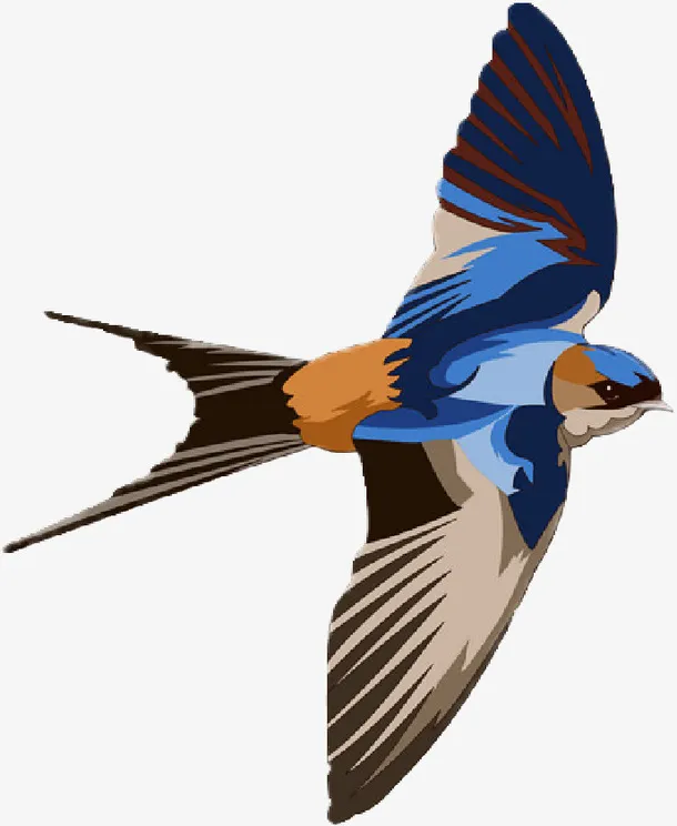 春天手绘燕子，免抠