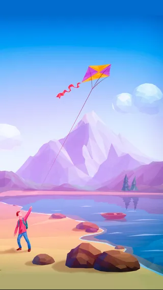 彩色扁平春游风筝背景图高清