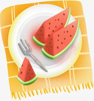 夏日切块装盘西瓜免抠