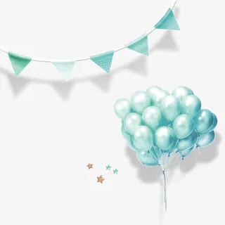 绿色简约气球装饰图案86PS免抠