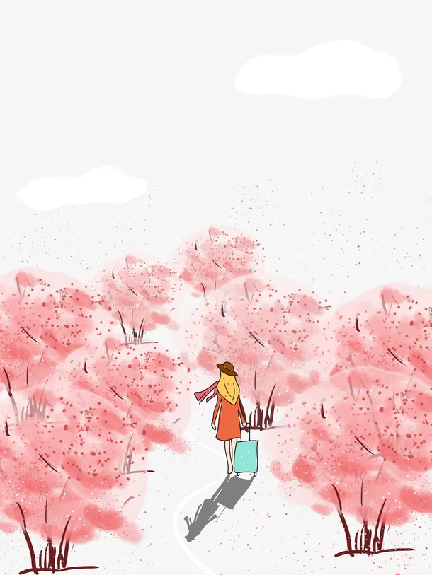 手绘花海卡通人物元素图免抠手绘/卡通手绘元素