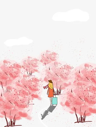 手绘花海卡通人物元素图免抠手绘/卡通手绘元素