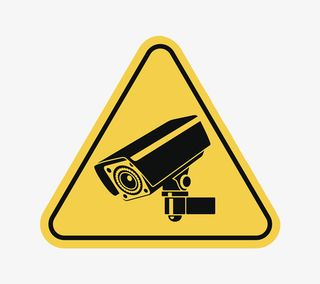 电子抓拍测速黄色警告牌实物免抠