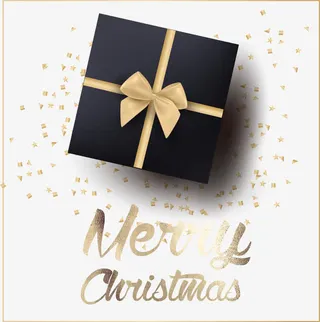 矢量手绘黑色礼盒免抠