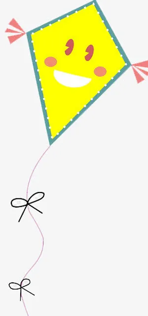 黄色笑脸风筝免抠