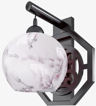 淡雅粉色精美绘画中式壁灯免抠