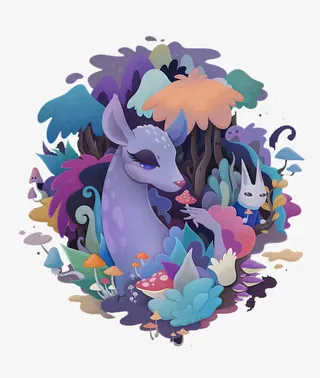 卡通森林小鹿免抠