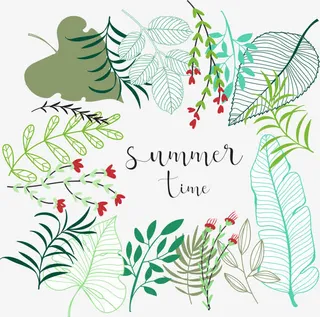 手绘清新树叶边框免抠