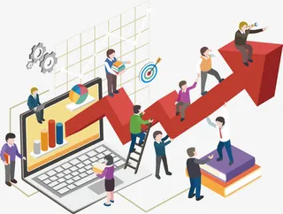 工作中的商务人士与箭头矢量素材免抠