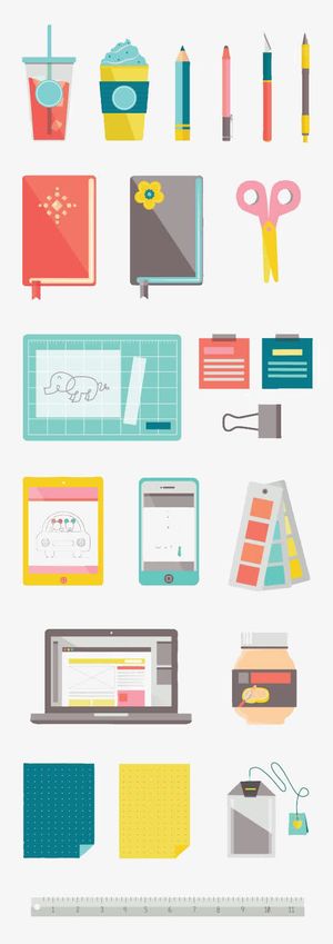 扁平化文具免抠