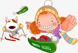 滑雪的女孩免抠