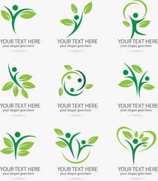 矢量手绘绿色图标免抠