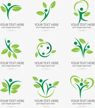 矢量手绘绿色图标免抠