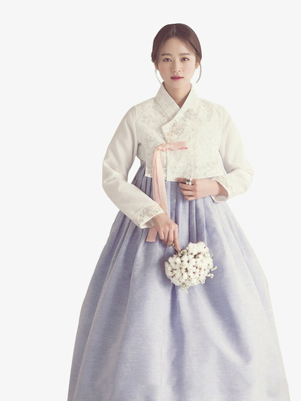 穿韩服女孩元素免抠