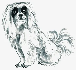 国画宠物狗免抠