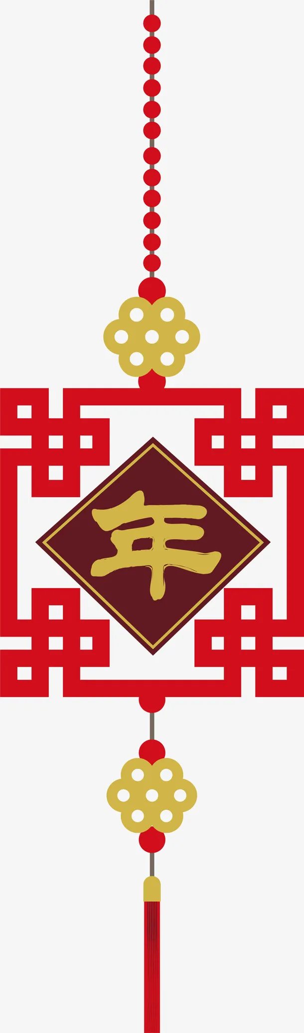 春节红色中国结挂饰免抠