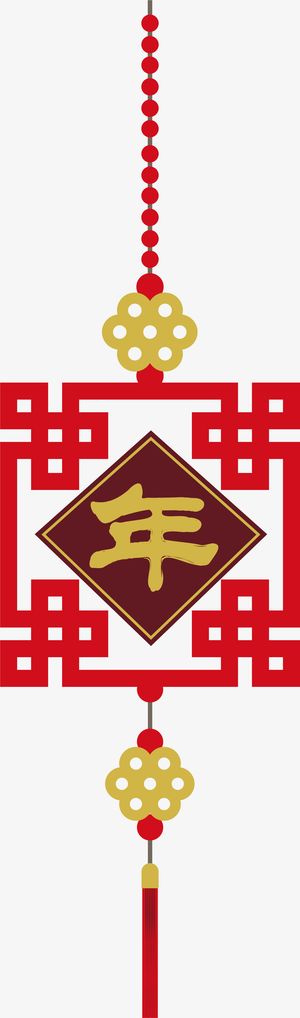 春节红色中国结挂饰免抠