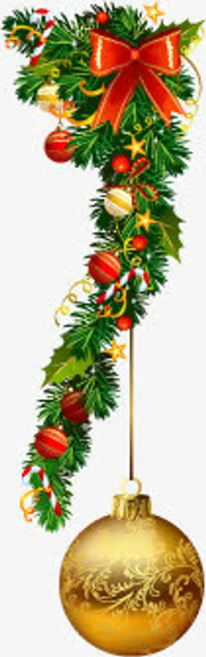 手绘绿叶圣诞节装饰免抠