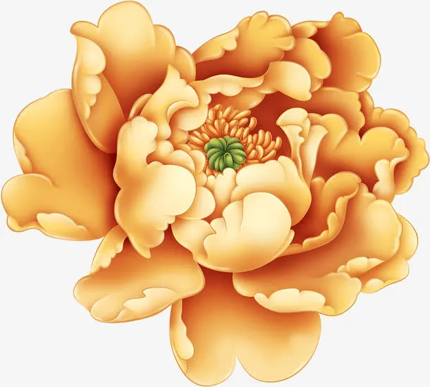 金色盛开牡丹中秋免抠