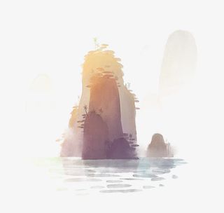 卡通手绘中国风山水免抠