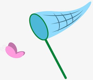 粉红色蝴蝶矢量深度捕虫网免抠