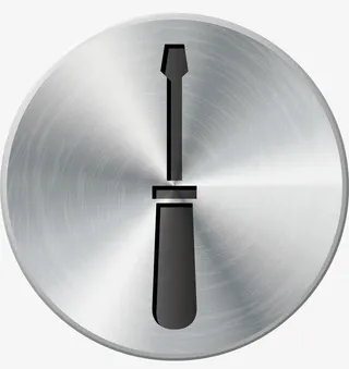 圆形银色金属拉丝起子图标免抠