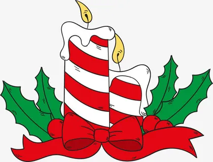 手绘线条圣诞装饰蜡烛免抠