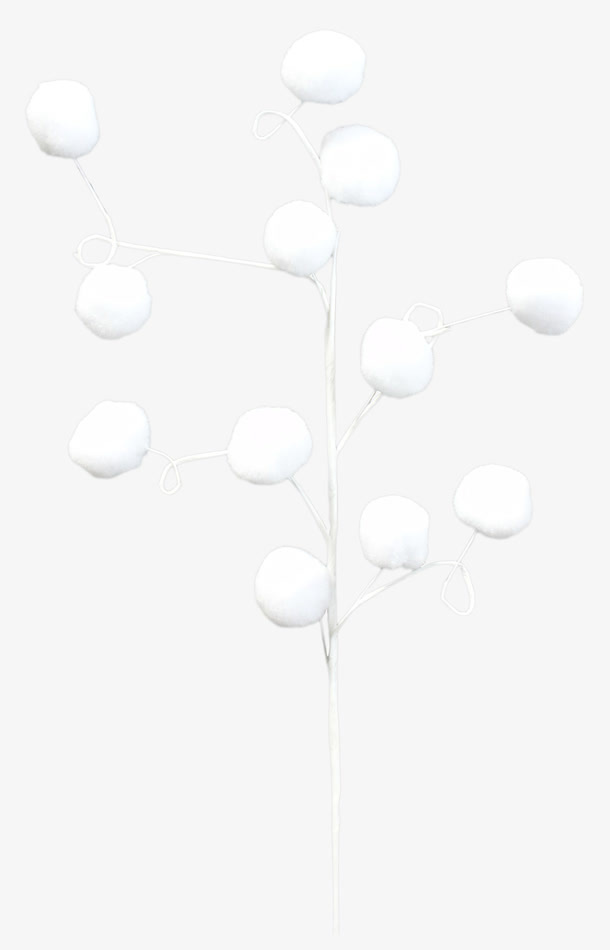 树枝白色雪球免抠