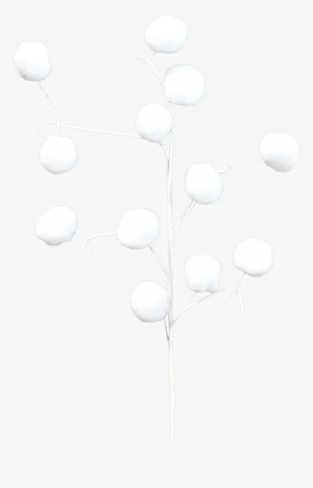 树枝白色雪球免抠