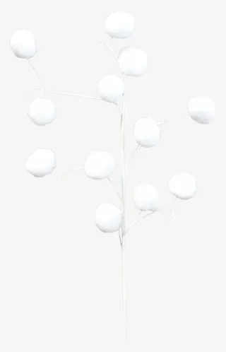 树枝白色雪球免抠