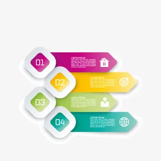 扁平化几何形商务信息展示ppt元素免抠