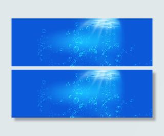 梦幻海洋蓝色泡泡背景banner