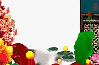 中国风古典元素荷花免抠