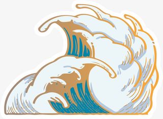 梦幻唯美国潮浪花汹涌免抠