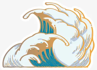 梦幻唯美国潮浪花汹涌免抠