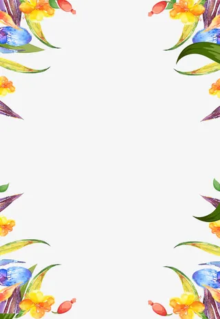 花朵绿叶边框免抠