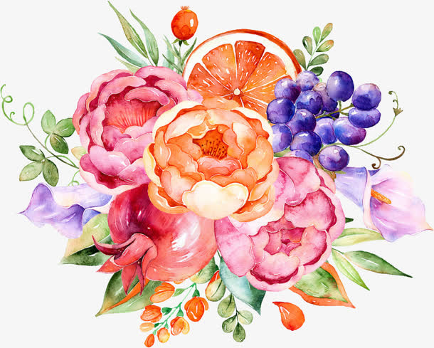 水彩花卉装饰免抠