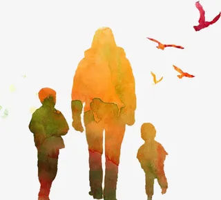 涂鸦太阳下背影飞翔燕子免抠