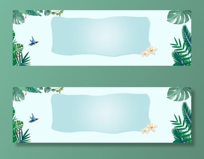 春天手绘绿叶小清新绿banner高清文艺清新背景