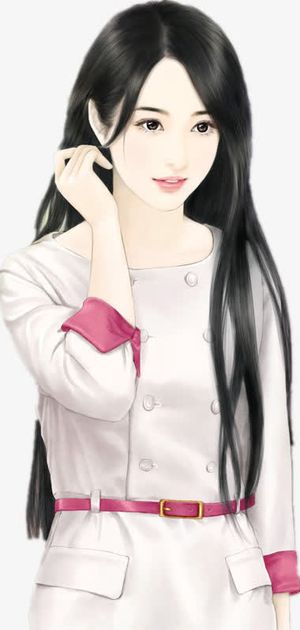 手绘青春女孩免抠