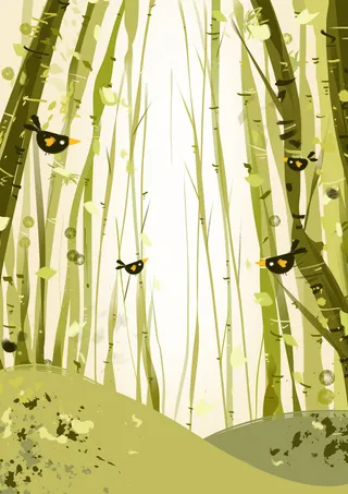 绿色插画文艺小清新二十节气立春海报背景高清