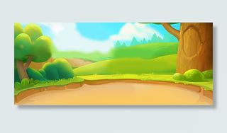 绿色卡通树木海报banner高清