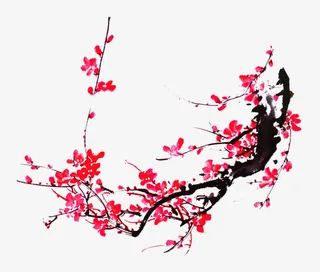 红色卡通梅花古典免抠
