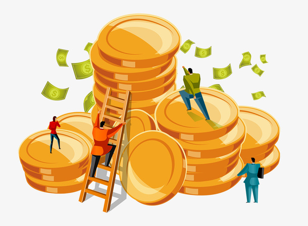 黄金时代投资理财主题插画免抠手绘/卡通卡通元素