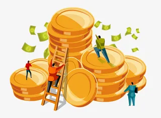 黄金时代投资理财主题插画免抠手绘/卡通卡通元素