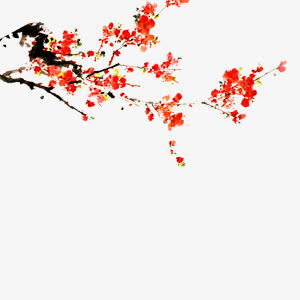梅花墨水画免抠