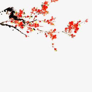 梅花墨水画免抠