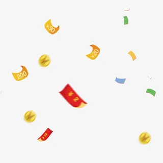 漂浮红包和优惠券插画免抠