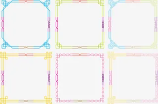 五彩中式边框免抠
